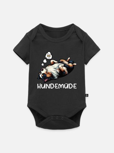 Hundemüde Australian Shepherd Aussie Aussiehalter - Baby Premium Kurzarmbody - Schwarz