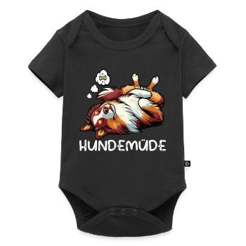Hundemüde Australian Shepherd Aussie Aussiehalter - Baby Premium Kurzarmbody - Schwarz - Vorne