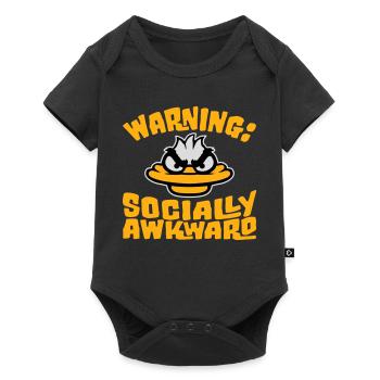 Ente Warning Socially Awkward Sozial Unbeholfen - Baby Premium Kurzarmbody - Schwarz - Vorne