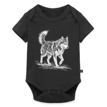 Husky Sketch White – Sibérien Husky Design - Body à manches courtes Premium Bébé - noir - Devant