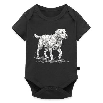 Labrador Sketch White – Design minimaliste - Body à manches courtes Premium Bébé - noir - Devant