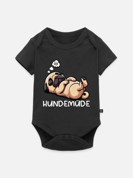 Hundemüde Mops Möpse Mopsbesitzer Mopsliebhaber - Baby Premium Kurzarmbody - Schwarz