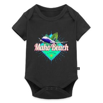 St. Maarten Flugzeug Karibik Vintage Souvenir - Baby Premium Kurzarmbody - Schwarz - Vorne