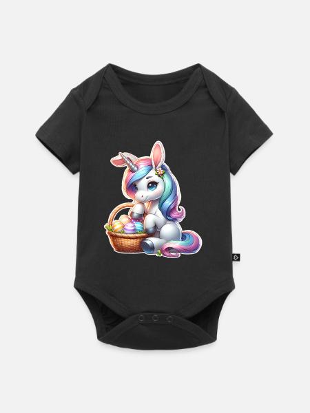 Einhorn Ostern - Baby Premium Kurzarmbody - Schwarz