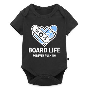 Vie de board, t-shirt de skateur stylé, sweat à capuche, sac - Body à manches courtes Premium Bébé - noir - Devant