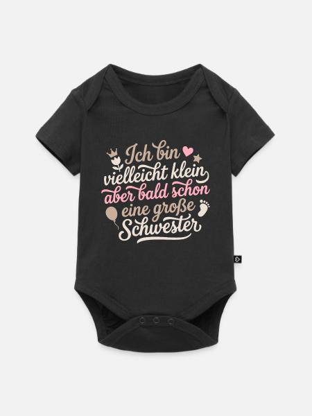 Ich bin klein aber bald schon große Schwester - Baby Premium Kurzarmbody - Schwarz