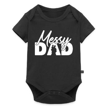 Messy Dad Funny Fatherhood Parenting Design - Baby Premium short-sleeve bodysuit - black - Front
