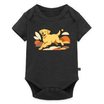 Illustration de chien labrador joyeux pour les amoureux des chiens - Body à manches courtes Premium Bébé - noir - Devant