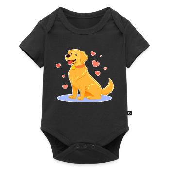 Mignon Golden Retriever (bande dessinée) - Body à manches courtes Premium Bébé - noir - Devant