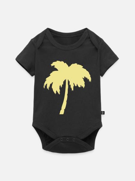 Palme Silhouette Gelb - Baby Premium Kurzarmbody - Schwarz