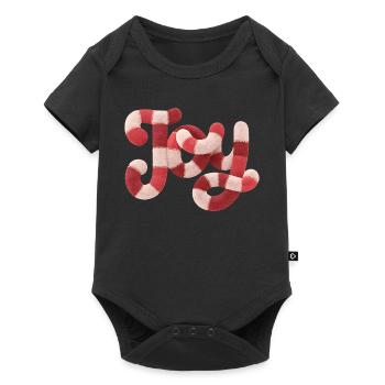 Weihnachts JOY Typografie Rot Weiß Motiv - Baby Premium Kurzarmbody - Schwarz - Vorne