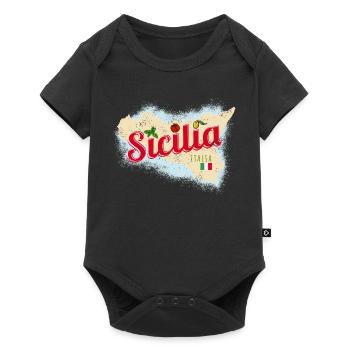 Sizilien Italien Vintage Insel Souvenir mit Fahne - Baby Premium Kurzarmbody - Schwarz - Vorne