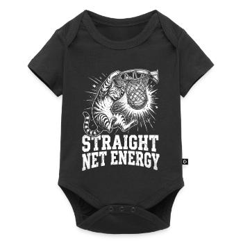 Cat,staright net energy,basketball,tabby cat ,funn - Baby Premium short-sleeve bodysuit - black - Front