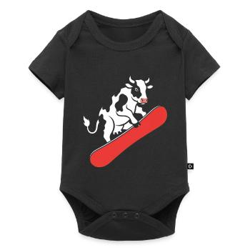 Vache sur skateboard - Body à manches courtes Premium Bébé - noir - Devant