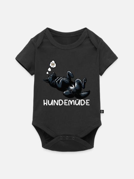 Hundemüde Schwarzer Schäferhund Schäferhundhalter - Baby Premium Kurzarmbody - Schwarz