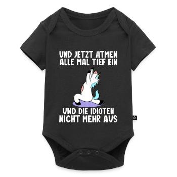 Yoga Einhorn Sarkasmus Lustiger Spruch - Baby Premium Kurzarmbody - Schwarz - Vorne