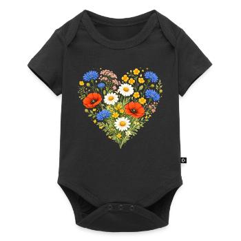 Wildflower Heart Colorful Nature Floral Design - Baby Premium short-sleeve bodysuit - black - Front