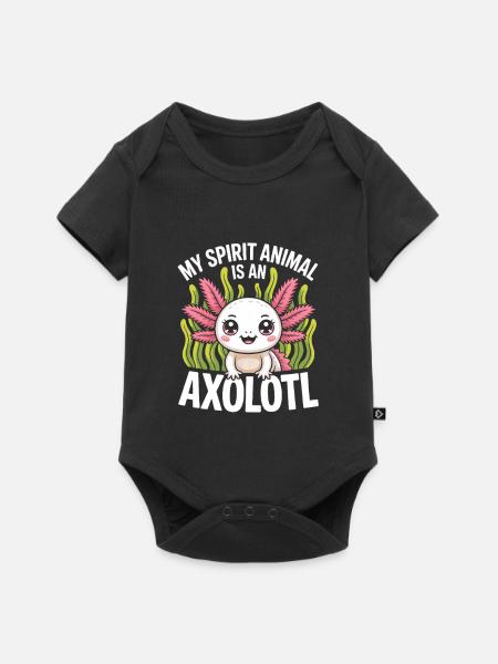 Axolotl Geisttier-Design - Baby Premium Kurzarmbody - Schwarz