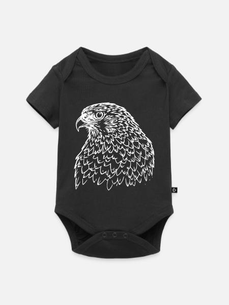 Falke Kopf - Baby Premium Kurzarmbody - Schwarz