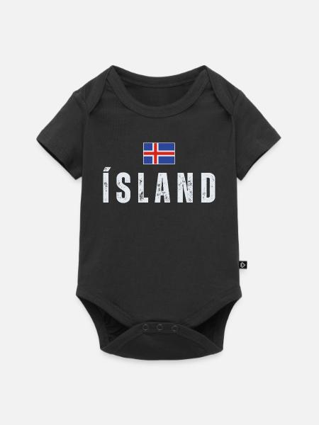 Isländische Flagge, isländischer Patriot - Baby Premium Kurzarmbody - Schwarz