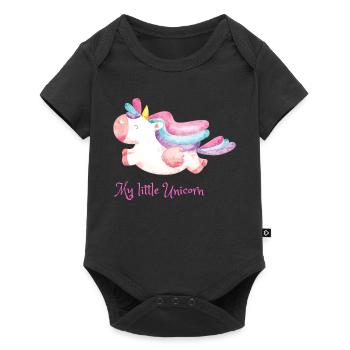 Mein kleines Einhorn Regenbogen - Baby Premium Kurzarmbody - Schwarz - Vorne