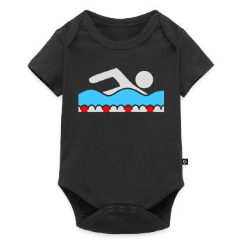 Swimmer, Pictogram, Freestyle, Wave, Pool, Sport - Baby Premium short-sleeve bodysuit - black - Front