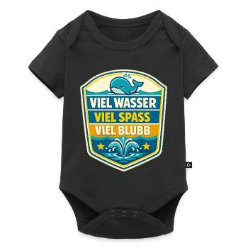 Viel Wasser Viel Spass Schild - Baby Premium Kurzarmbody - Schwarz - Vorne