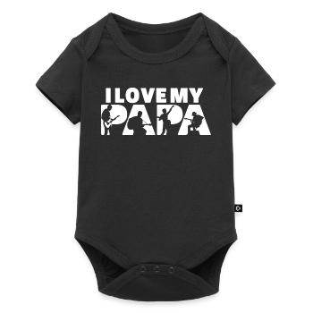 I Love My Papa Guitarist Musician Silhouette - Baby Premium short-sleeve bodysuit - black - Front