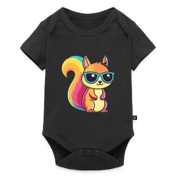 Écureuil Arc en Ciel à Lunettes - Body à manches courtes Premium Bébé - noir - Devant