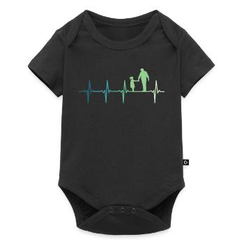 Père et fille battement de coeur papa et fillette - Body à manches courtes Premium Bébé - noir - Devant