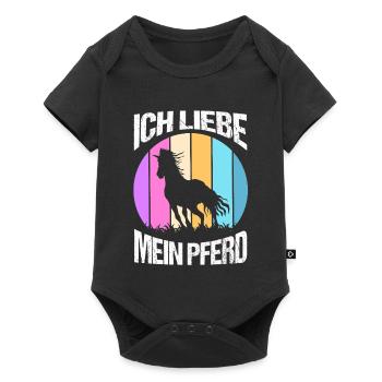 Reiten Pferdeliebhaber Reiterhof Pferde - Baby Premium Kurzarmbody - Schwarz - Vorne