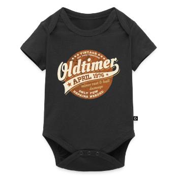 Oldtimer April 1976 - Geburtstag - Geschenk - Baby Premium Kurzarmbody - Schwarz - Vorne