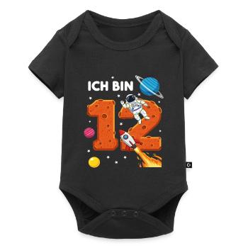 Ich bin 12 Astronaut Weltraum Geburtstag - Baby Premium Kurzarmbody - Schwarz - Vorne