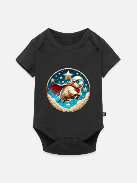 Schaf Superheld Schäfchen Wolle Held - Baby Premium Kurzarmbody - Schwarz