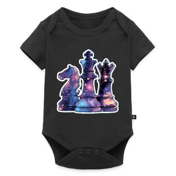 Schachfiguren im Weltraum – Galaxie Nebe - Baby Premium Kurzarmbody - Schwarz - Vorne