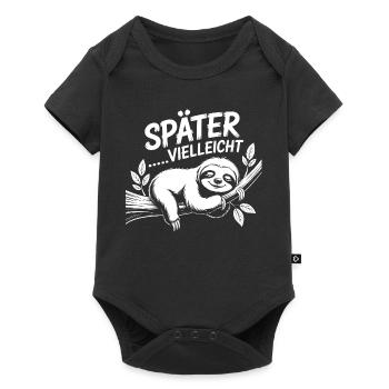 Lustiges Faultier - später vielleicht - Baby Premium Kurzarmbody - Schwarz - Vorne