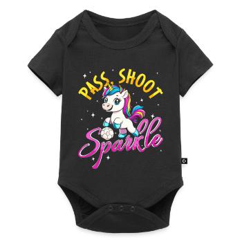 Pass Shoot Sparkle Unicorn Soccer Kids Girls - Baby Premium short-sleeve bodysuit - black - Front