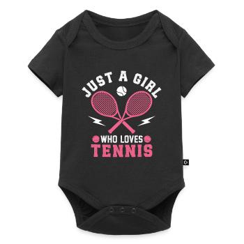 Juste une fille qui aime le tennis - Body à manches courtes Premium Bébé - noir - Devant