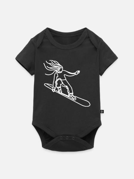 Snowboarder Mädchen - Baby Premium Kurzarmbody - Schwarz