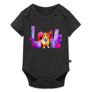 Cadeau Love Dog pour le propriétaire de Jack Russell - Body à manches courtes Premium Bébé - noir - Devant