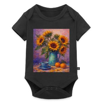 Graphismes de tournesols jaunes Fleurs de tournesol - Body à manches courtes Premium Bébé - noir - Devant
