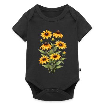 Graphismes de tournesols jaunes Fleurs de tournesol - Body à manches courtes Premium Bébé - noir - Devant