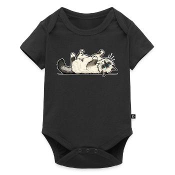 Grey Tabby Cat Marauding Hunter Portrait - Baby Premium short-sleeve bodysuit - black - Front