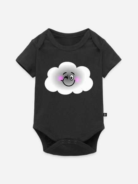 Glückliche Wolke - Baby Premium Kurzarmbody - Schwarz