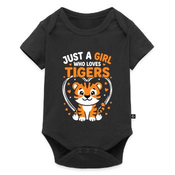 Cute tiger design with hearts and stars - Baby Premium short-sleeve bodysuit - black - Front