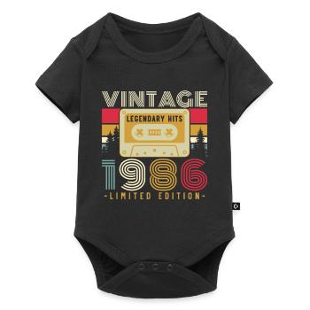 1986 Vintage Retro Geburtstagsgeschenk - Baby Premium Kurzarmbody - Schwarz - Vorne