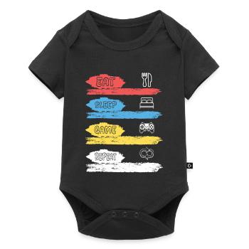 JEU DE MANGER ET DORS RÉPÉTER - V2 - Body à manches courtes Premium Bébé - noir - Devant
