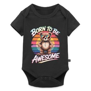Bear with Sunglasses - Born To Be Awesome - Baby Premium short-sleeve bodysuit - black - Front