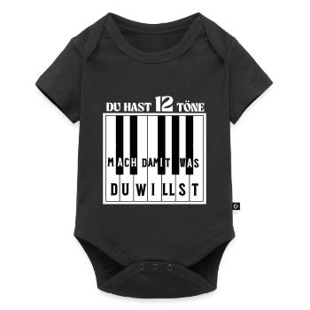 Klavier - Du hast 12 Töne - Piano Pianist - Baby Premium Kurzarmbody - Schwarz - Vorne