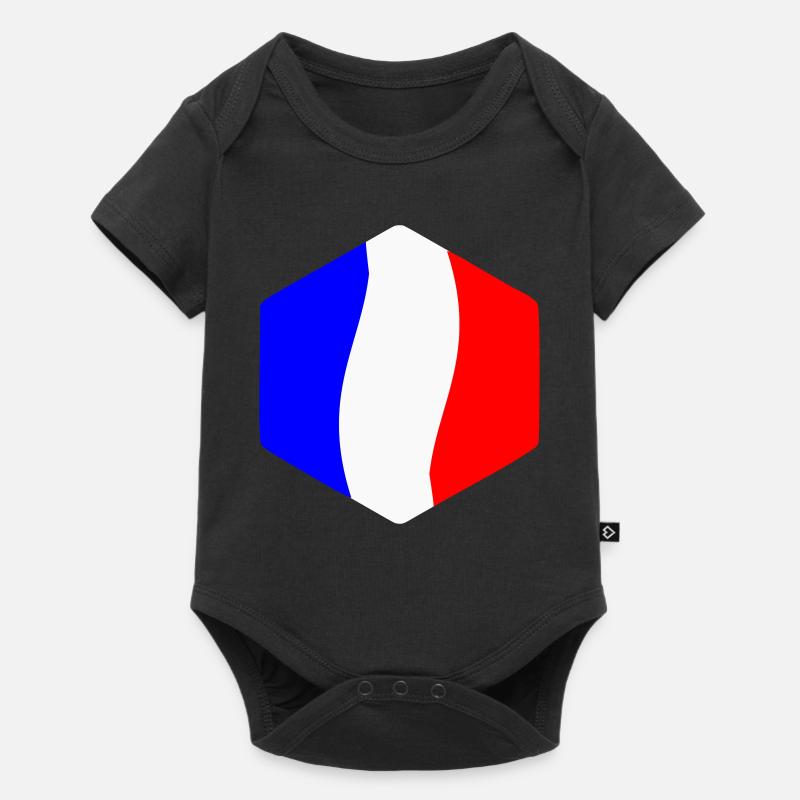 Abstrait Tricolore Bleu Blanc Rouge Courbe - Body à manches courtes Premium Bébé - noir